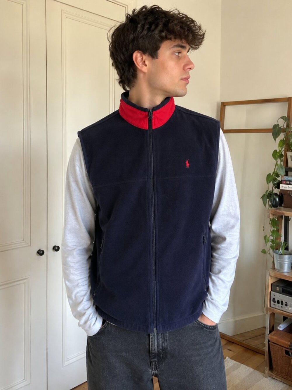 Vintage Polo Golf Ralph Lauren Golf Polartec Fleece Vest Mens L USA Navy Thermal